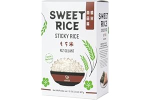 Soeos Sweet Sticky Rice 2lbs, Premium Glutinous Rice, All Natural Gluten Free Sticky Rice for Desserts or Rice Cakes, Rich in Fibers