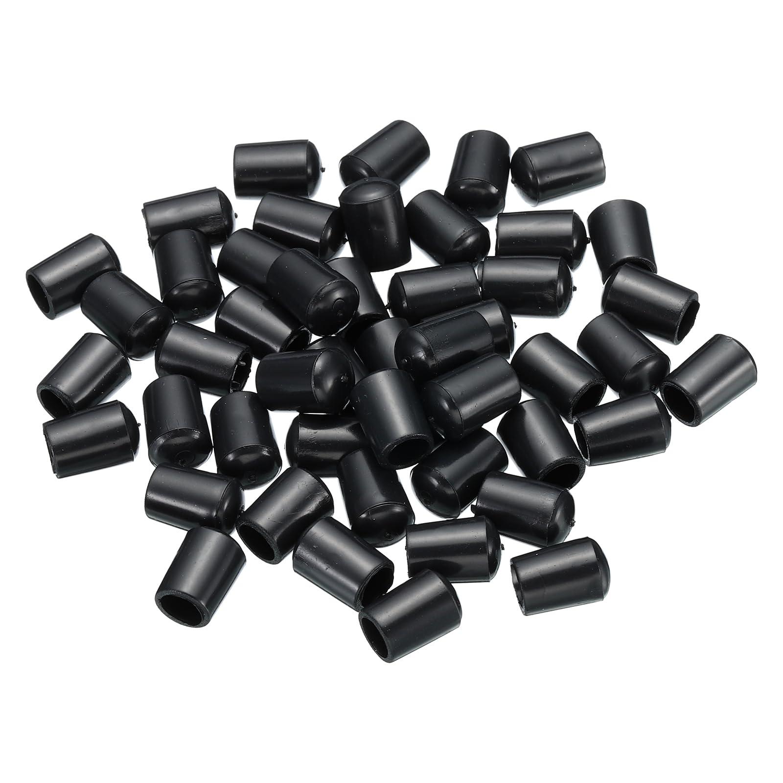 PATIKIL PVC End Caps, 100 Pack 6.5mm IDx9mm OD Bottom Round Bolt Cover Feet Caps Protector for Sink Rack Furniture Screw Tube Rod Hook Thread, Black โ image 1