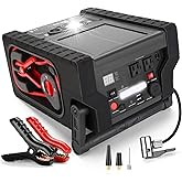 2000A Peak Car Battery Jump Starter with Air Compressor Tire Inflator, All in One Heavy Duty 12V Battery Jumper Box Car Start Booster Up to 10L Gas/8L Diesel Engines with 400W AC Inverter, LED Light
