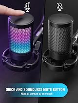 FIFINE Gaming USB Microphone RGB Condenser with Tap-to-Mute Shock Mount Pop view 4
