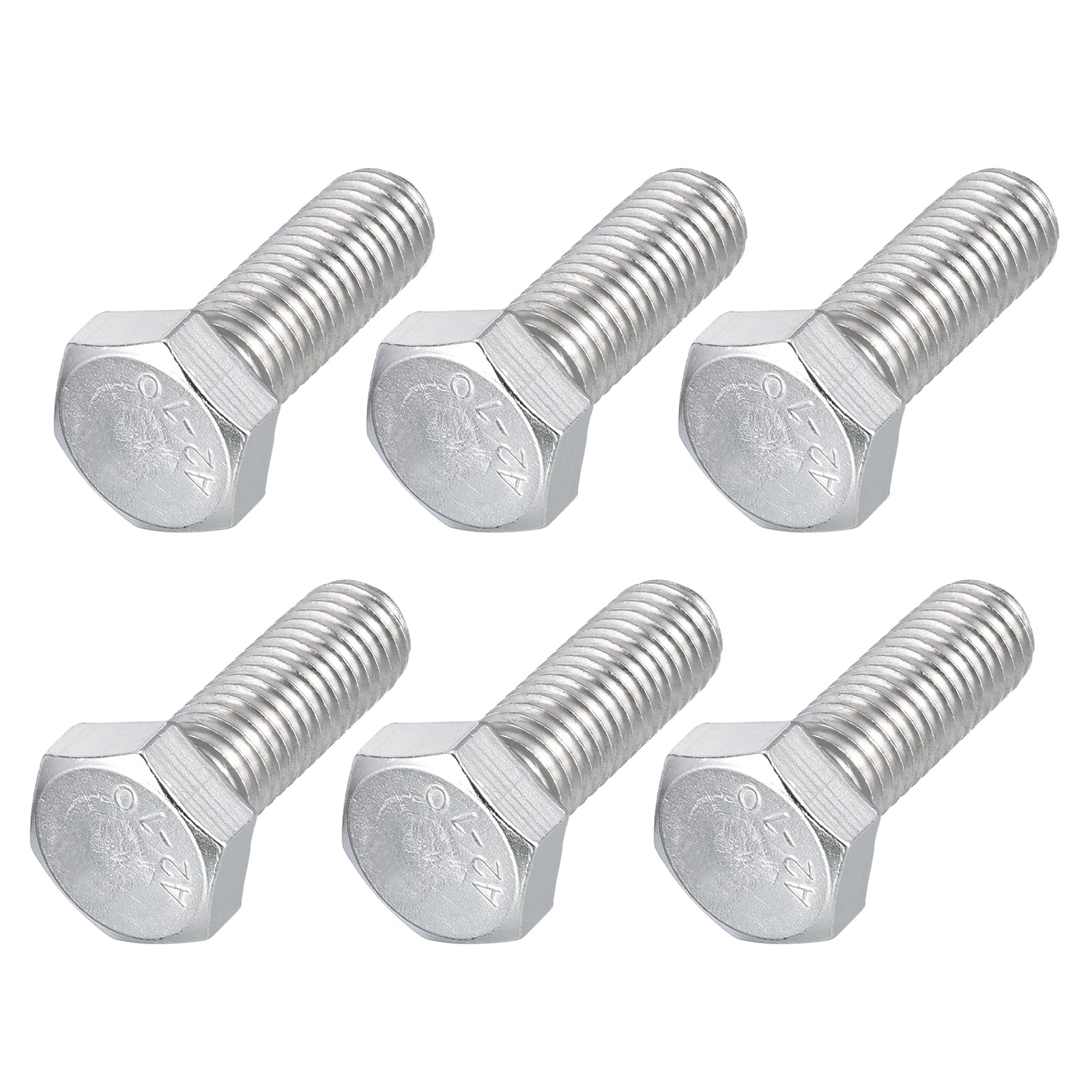 METALLIXITY Hex Bolts (M12-1.75x35mm) 6Pcs, 304 Stainless Steel Coarse Fully Threaded Hex Head Screw Bolt Machine Screws - for Furniture Repair, Silver