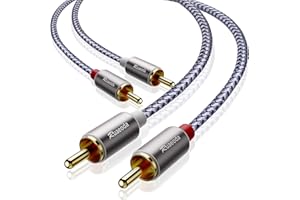 Ruaeoda 2RCA Cable 6 ft, 2RCA Male to 2RCA Male Stereo Audio Cables Shielded Braided 2RCA Stereo Cable for Home Theater, HDTV, Amplifiers, Hi-Fi Systems, Car Audio, Speakers