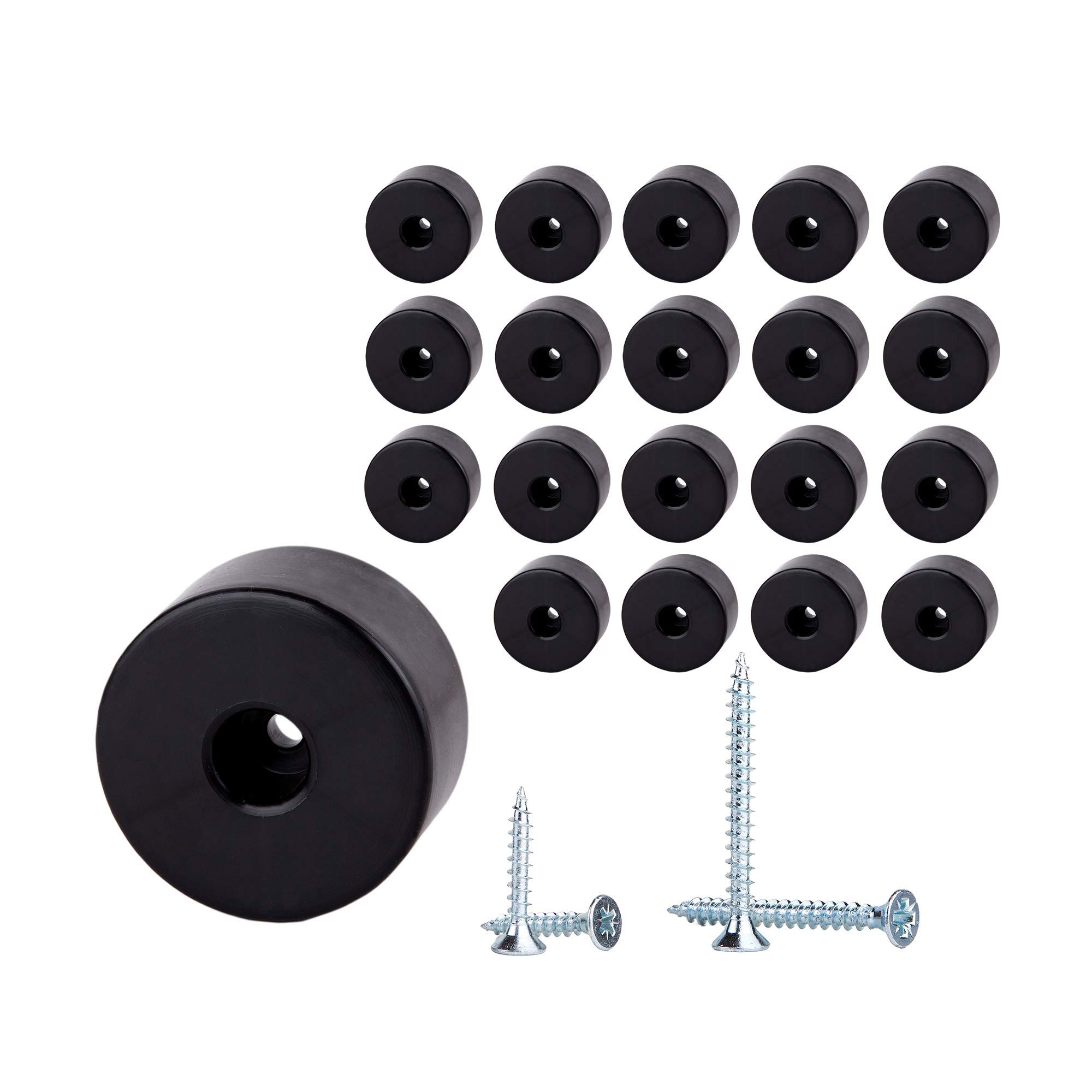 Diforma Round furniture cups, plastic material (pack of 20 pieces) screws included (two sizes)