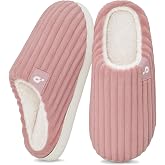 Donpapa Women's Fuzzy Slippers Memory Foam Warm Cozy Corduroy House Shoes | Men, Comfy Plush Lining for Home Comfort, Bedroom, Non-Slip Sole, Machine Washable, Indoor Outdoor, Gifts