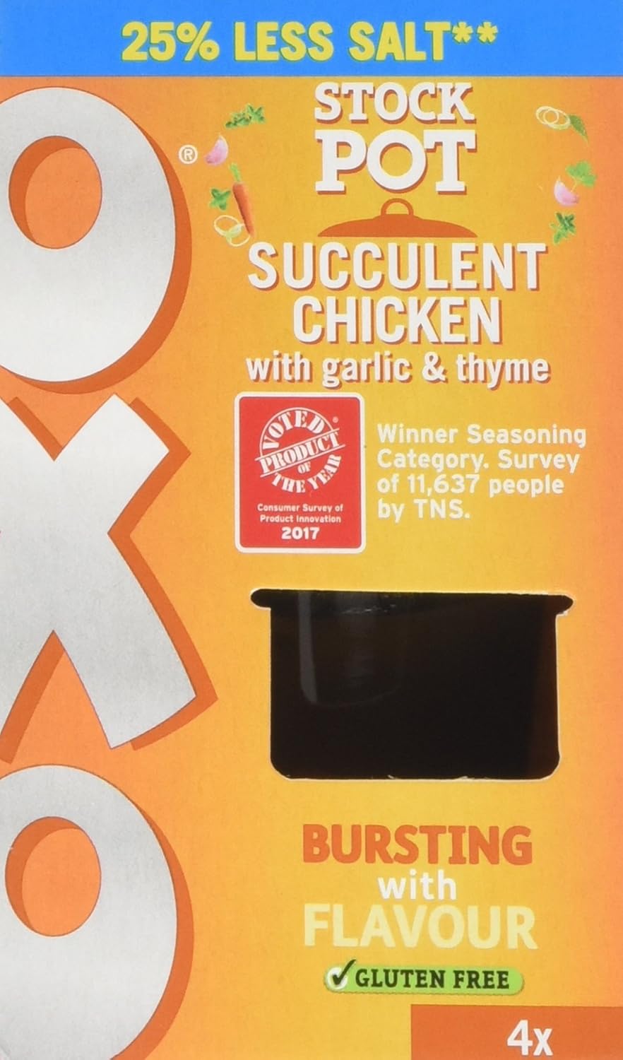 Oxo Reduced Salt Chicken with Garlic and Thyme Stock Pots, Pack of 4