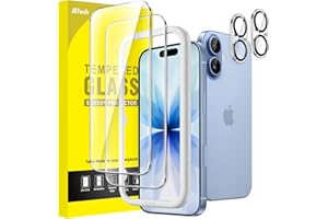JETech Screen Protector for iPhone 17 6.3-Inch with Camera Lens Protector, Easy Installation Tool, 9H Hardness Tempered Glass