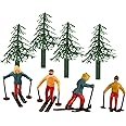 Skiers and Evergreen Trees Winter Cake Wonderland Topper Decoration Set