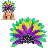 LKQBBSZ Mardi Gras Feather Headpiece, Women's Carnival Feather Sequin Headdress for Masquerade Party Cosplay