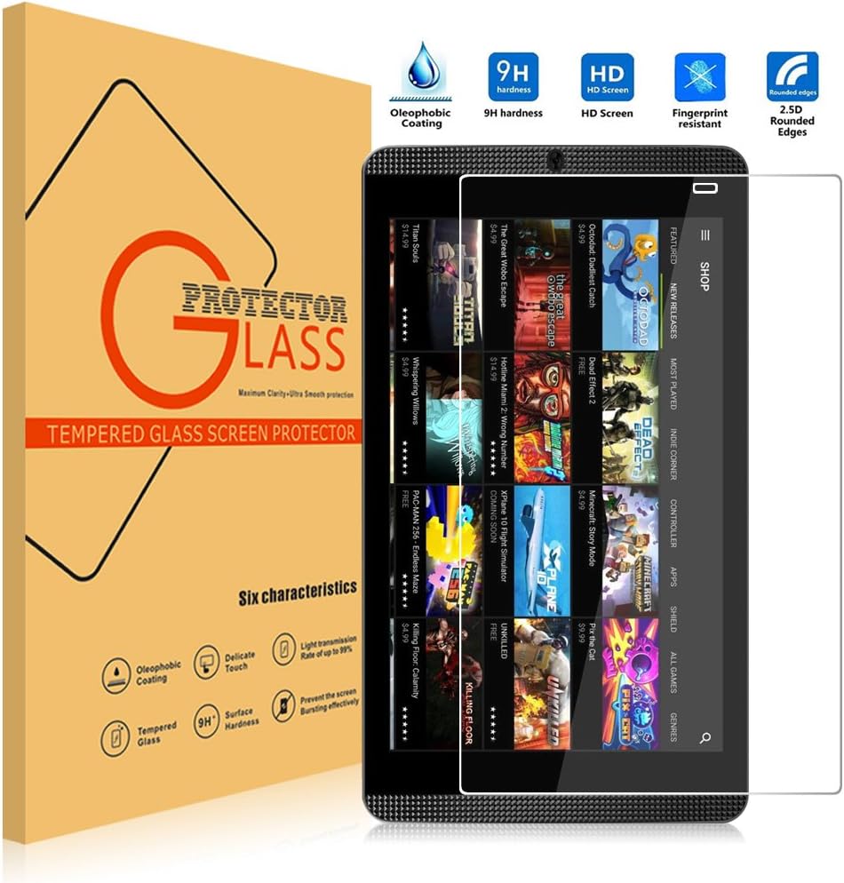 NVIDIA SHIELD Tablet K1 Screen Protector, Vikoo 9H Hardness 2.5D Ultra-thin Anti-Scratch HD Clear Ballistic Tempered Glass Screen Protector for NVIDIA SHIELD Tablet K1