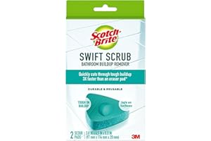 Scotch-Brite Swift Scrub Bath Cleaner Scrubbers, Soap Scum Remover for Cleaning Bathroom, Bathroom Scrubber Pads Safe for Tile, 2 Bathroom Cleaner Scrubbers