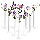 Morapin Single Flower Vase, Magnetic vase, Aluminum vase, Suitable for Fresh Flowers and Dried Flower Branches or Artificial Flowers, Desktop Center Decoration, Modern Style - White 10 Pieces