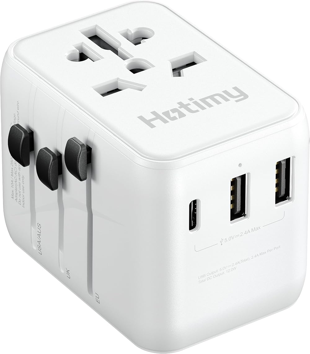 hotimy Universal Travel Adapter Worldwide USB C 2A Dual 10A Fused All in One UK
