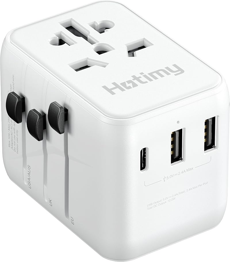 hotimy Universal Travel Adapter Worldwide USB C 2A Dual 10A Fused All in One UK