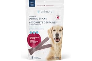 Animora Cranberry Dental Sticks (16 Chews) - Large - Improves Oral Health, Fights Bad Breath, Tartar and Dental Plaque Buildu