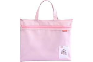 Pendancy Mesh Zipper Pouch 11x13.7 in, Large Double Pocket Waterproof File Bag with Handle, A4 Size Foldable Document Storage for Puzzle Project/Cross Stitch/Travel/Office（Pink）