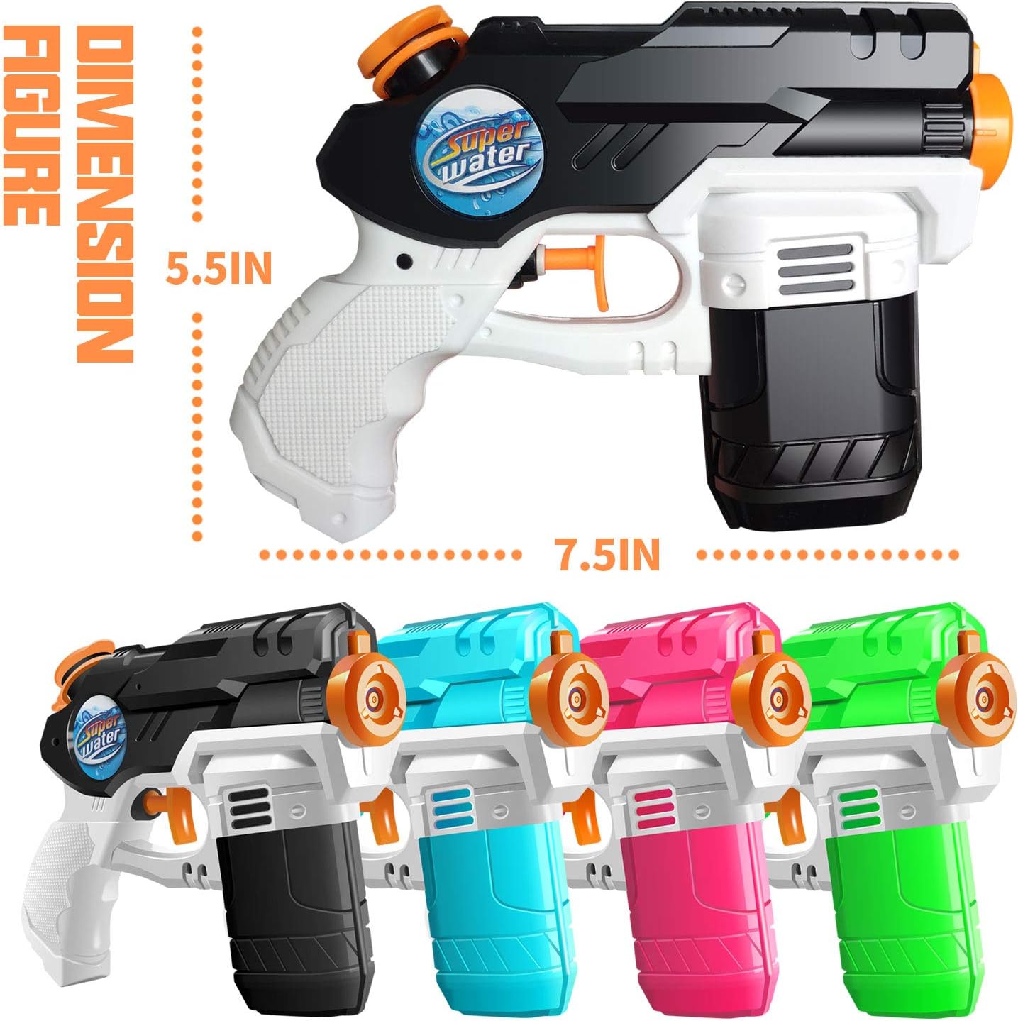 KIDPAR 4 Pack Waters Gun for Kids Soaker Squirt Games Easy to Catch, Durable Shooting, Long Range and Lovely Shape, Water Pistol Toy for Party Favors and Outdoor Activity Game in Hot Summer: Toys & Games