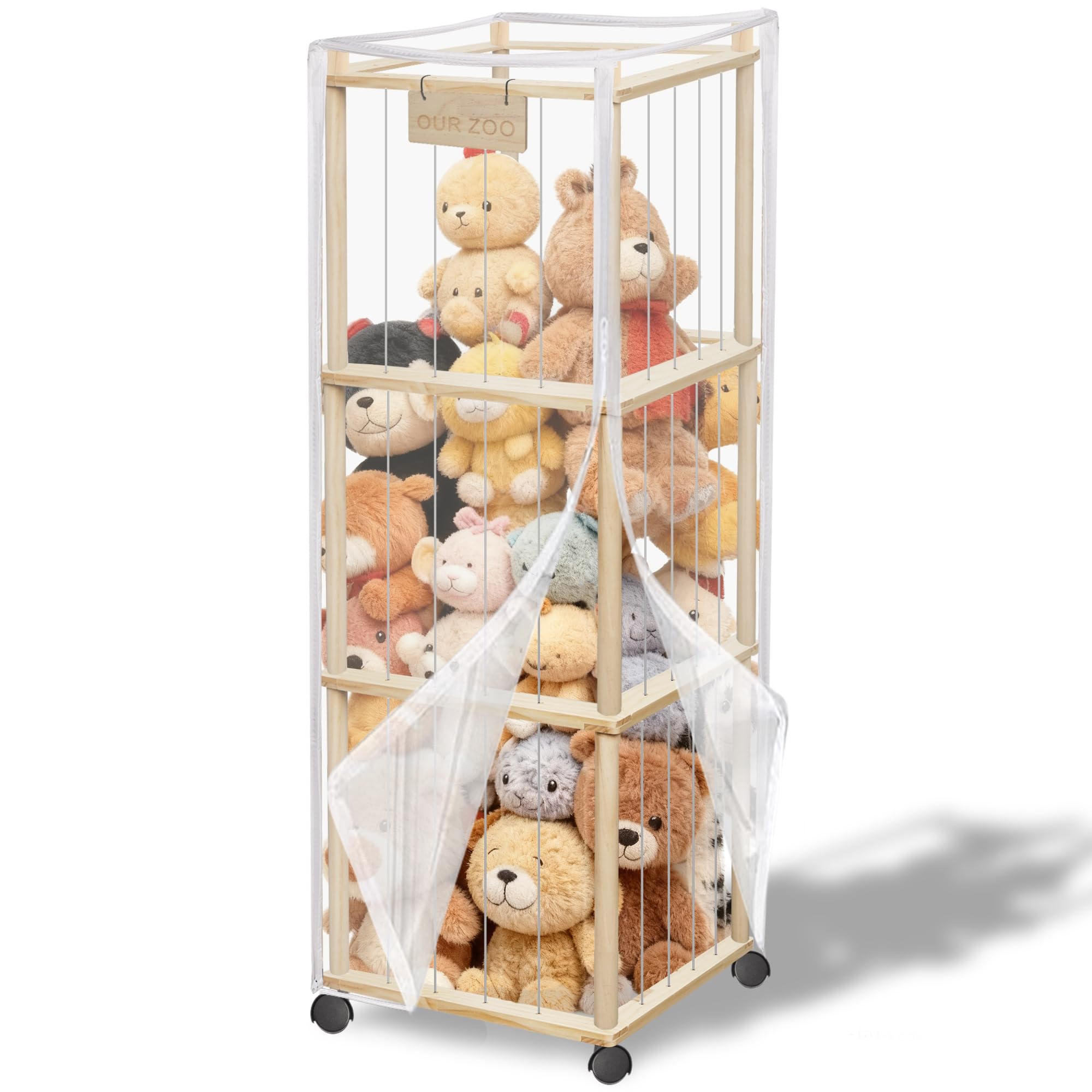 Photo 1 of **INCOMPLETE** yofit 56" Stuffed Animal Storage Organizer with Wheels, Plush Storage Wooden ZOO with Removable Dust-Proof Cover for Playroom Bedroom Living Room Kids Room