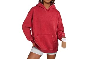 Trendy Queen Oversized Hoodies for Women Teen Girl Winter Sweatshirt Cute Acid Wash Pullover