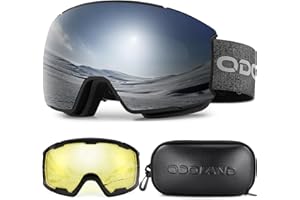 Odoland Magnetic Interchangeable Ski Goggles Set with 2 Lens, Anti-Fog UV Protection Snowboard Snow Goggles for Men Women