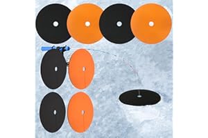 Hlimior 4-Pack Ice Fishing Hole Covers - 12" Insulated Lid for Ice Fish Tip Ups - Essential Winter Fishing Accessories for Fish Houses, Easy to Use and Durable.Black+Orange