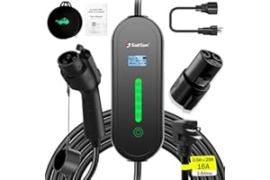 SubSun Universal Level 1 & 2 Portable EV Charger 16Amp 110V-240V Electric Car Charger for All EVs Include J1772 and Tesla, 25FT EV Charging Cable with NEMA 6-20P and 5-15 Adapter (with Tesla Adapter)
