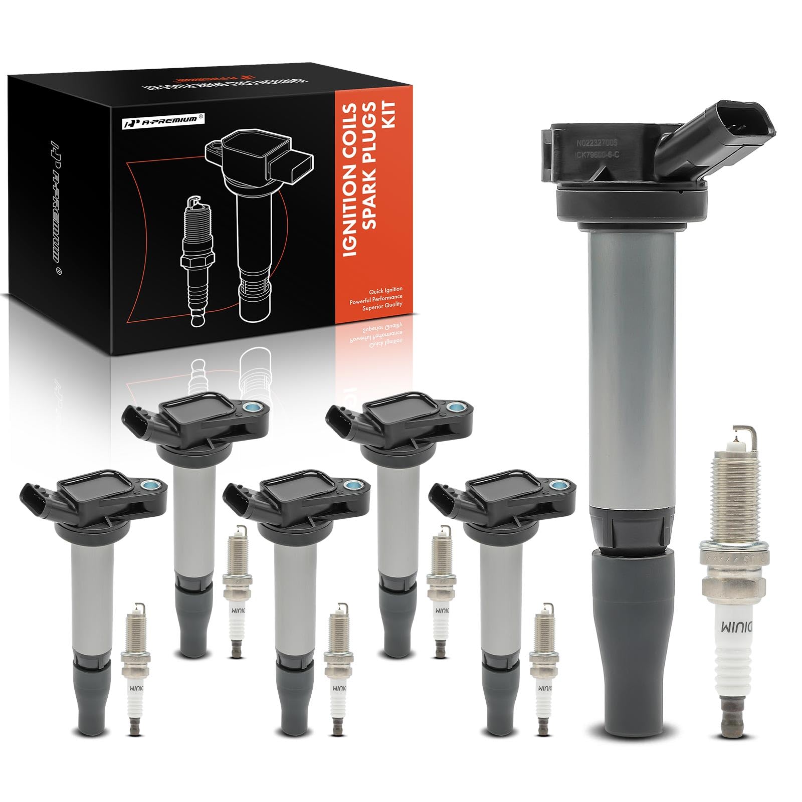 Photo 1 of A-Premium Set of 6 Ignition Coil Pack and Iridium Spark Plugs Compatible with Toyota Tacoma 2016-2021, Highlander 2017-2019 & Lexus RX450hL IS300, IS350, GS350, GS450h, LS500h, RC300, RC350