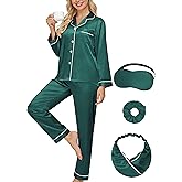 DOLOS Silk Satin Pajama Set for Women Short/Long Sleeve 2-Piece Silky Pajamas for Women Button Down Pjs Sleepwear Loungewear