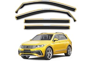 Deejecsun in-Channel Window Rain Guards Fit for Volkswagen Tiguan 2018-2024 Extra Durable Window Deflectors Vent Visors Shades Car Accessories Visors Rain Guards -4 pcs