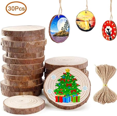 Segnaposto Natalizi Naturali.Fette Legno Naturale Decorazioni 6 7cm 30 Pz Dischetti Legno Grezzo Rotondo Con 10m Corda Iuta Fai Da Te Natale Feste Matrimonio Segnaposto Dischi Legno Decorativi Amazon It Casa E Cucina