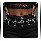 ELABEST Cross Silver Chain Belt Y2k Gothic Waist Chains Charm Punk Accessories for Women
