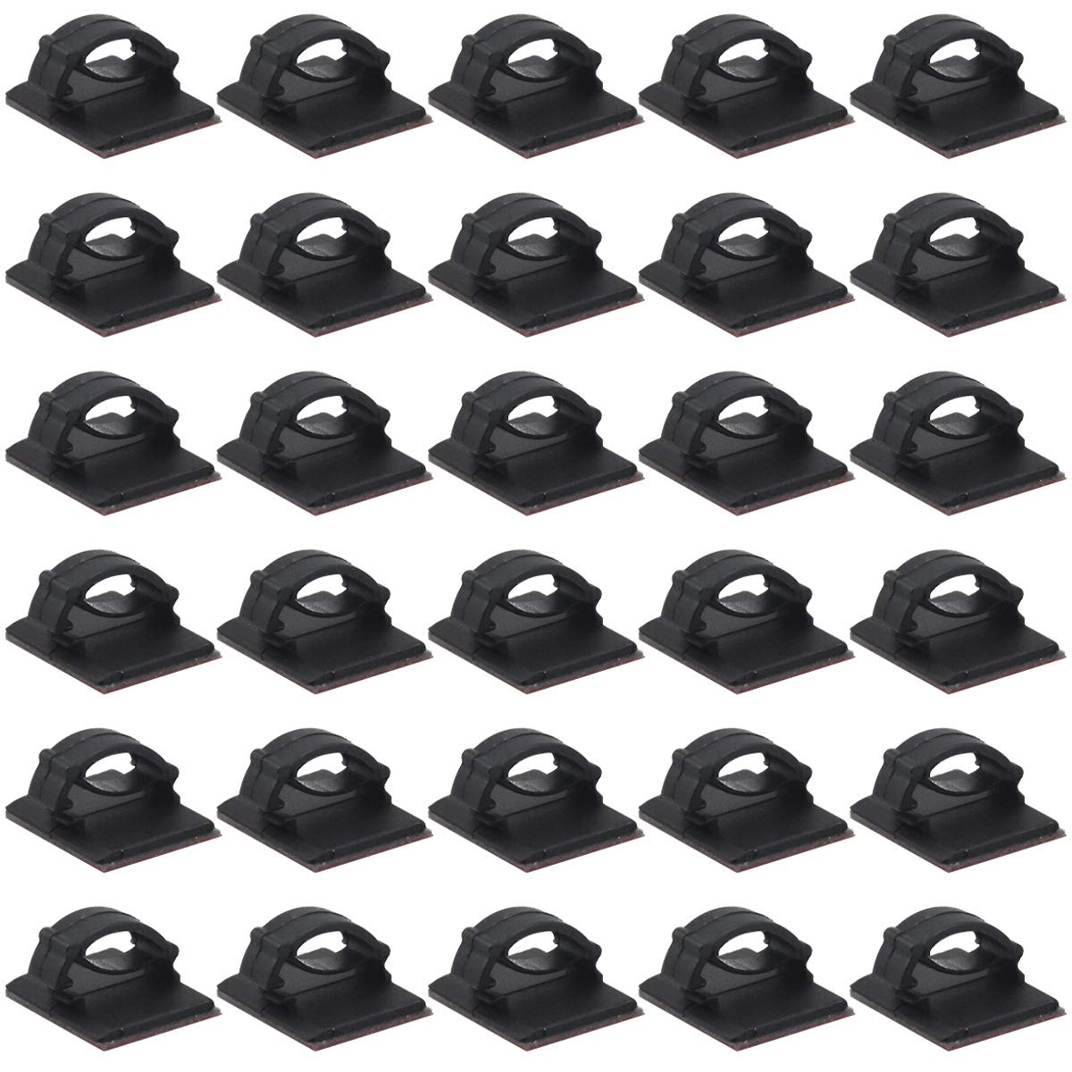 50Pcs Black Cable Clips Self Adhesive Wall Cable Clips Cable Ties Under Desk Cable Management Cable Holder Cable Clamp Cord Wire Organizer for TV Computer Car Office Home Garden