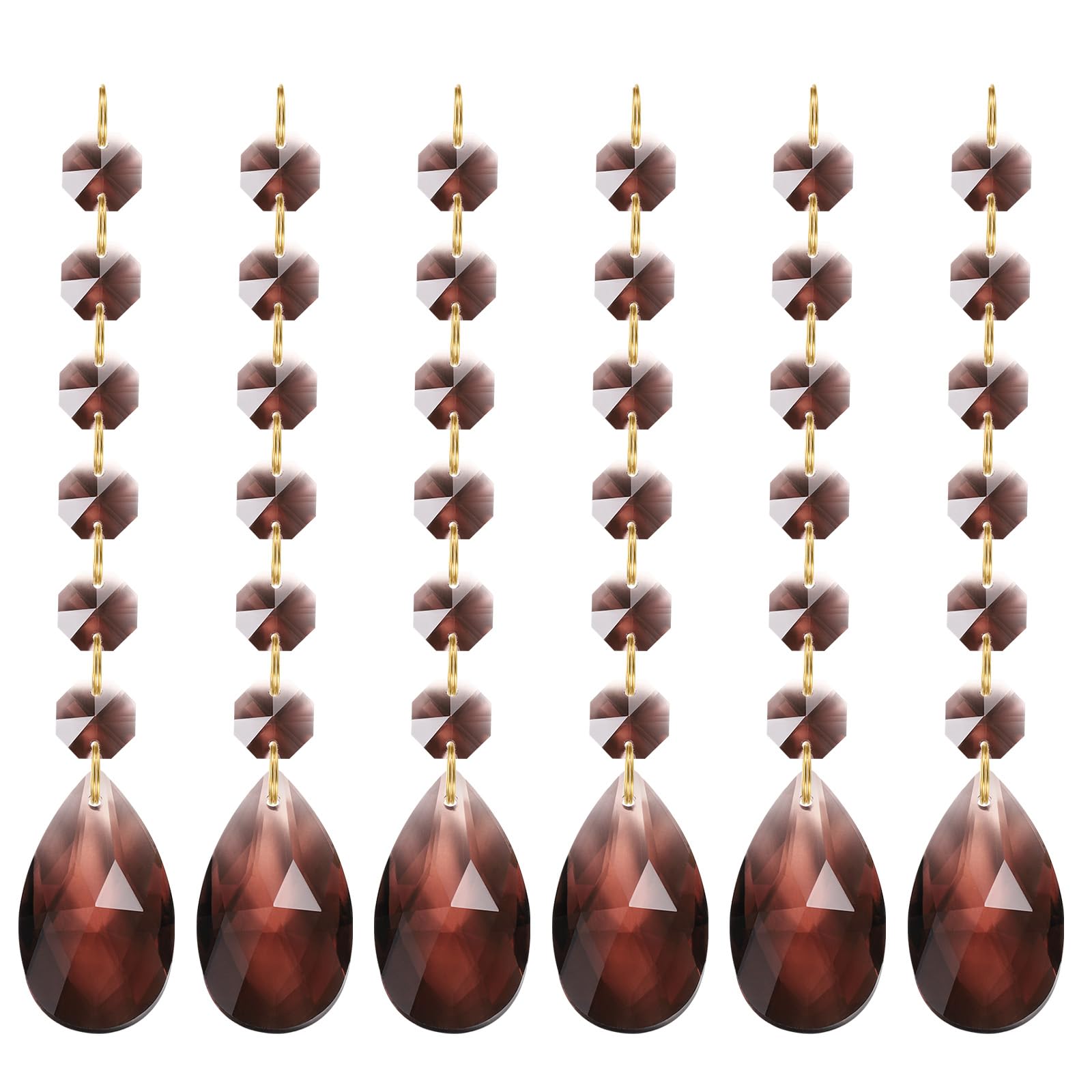 PATIKIL Teardrop Crystal Chandelier, 6 Pack 160mm Length Prisms Part Dark Brown