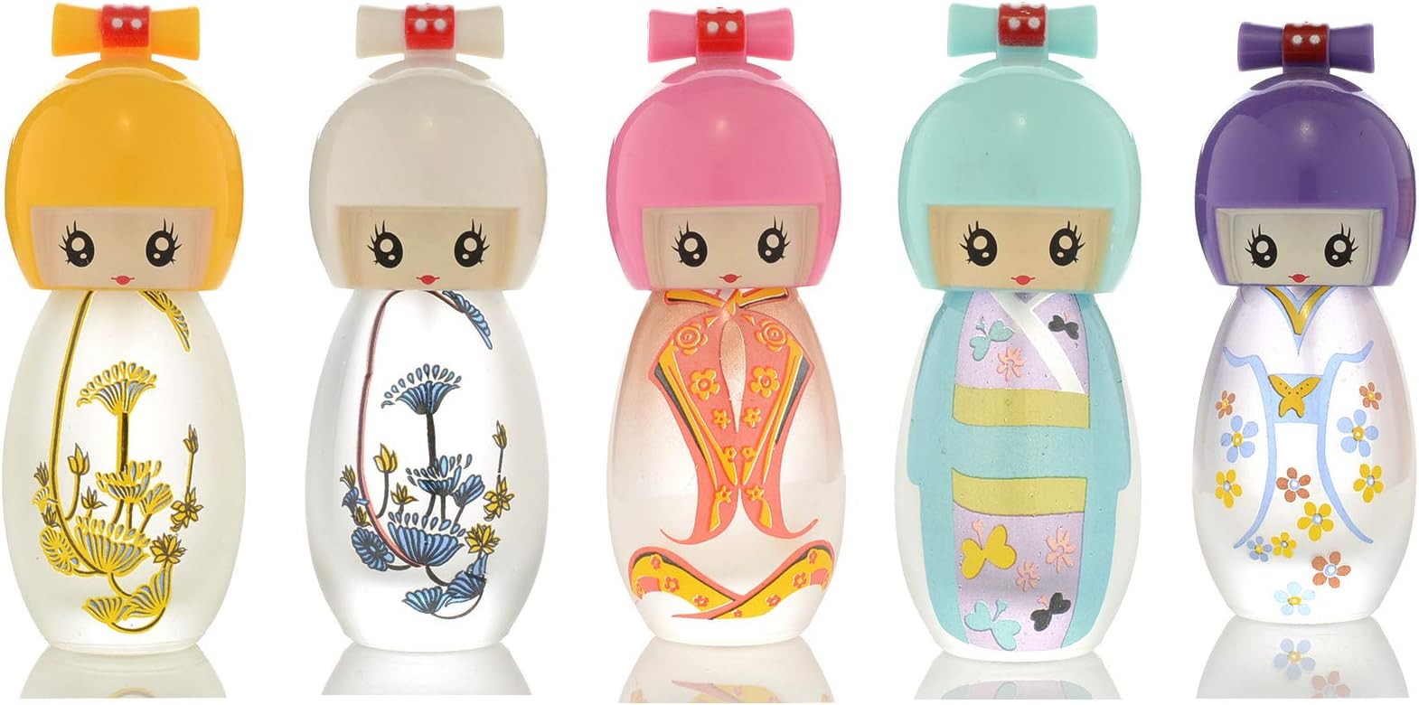 Tvoip 5PCS Lovely Doll Design 20ML Colorful Empty Atomizer Glass Bottle Spray Refillable for Perfume Aromatherapy Essential Oil