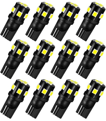Ampoules LED T10 12V - 2 Pièces, Blanc 6000K, 200 Lumens - Pour Plaque D'immatriculation, Dome Et Lumières Intérieures Auto
