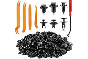 Xislet Automotive Bumper Retainer Clips 6mm 7mm 8mm 9mm 10mm Universal Car Vehicle Truck Body Fender Shield Fastener Rivets Door Panel Push Pins with Auto Trim Removal Tool Kit