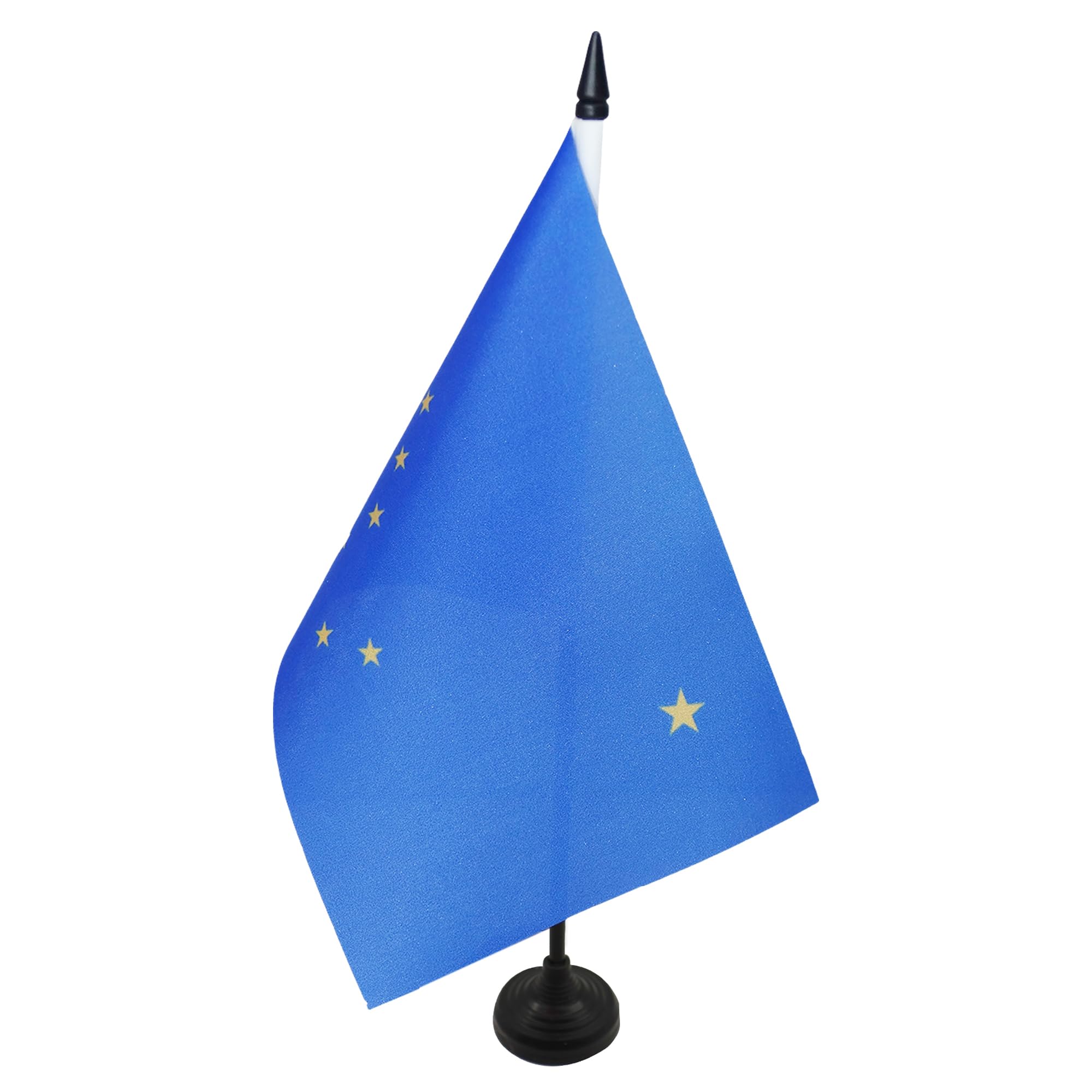 AZ FLAG Alaska Table Flag 5'' x 8'' - US state of Alaska Office Decoration 100% Polyester 21 x 14 cm - Mini Desk Flag with Pole and Black Plastic Base