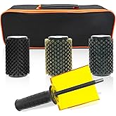 ETOUPA 100mm Ski Roto Brush Kit, Roto Brush Handle Axle, Snowboard Wax Brush Kit with 3 Brushes Nylon, Brass, Horsehair for Waxing