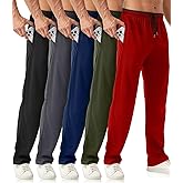 OZYJD Mens Sweatpants with Zipper Pockets 5 Pack Mens Joggers for Men Open Bottom Mesh Athletic Pants for Workout,Running