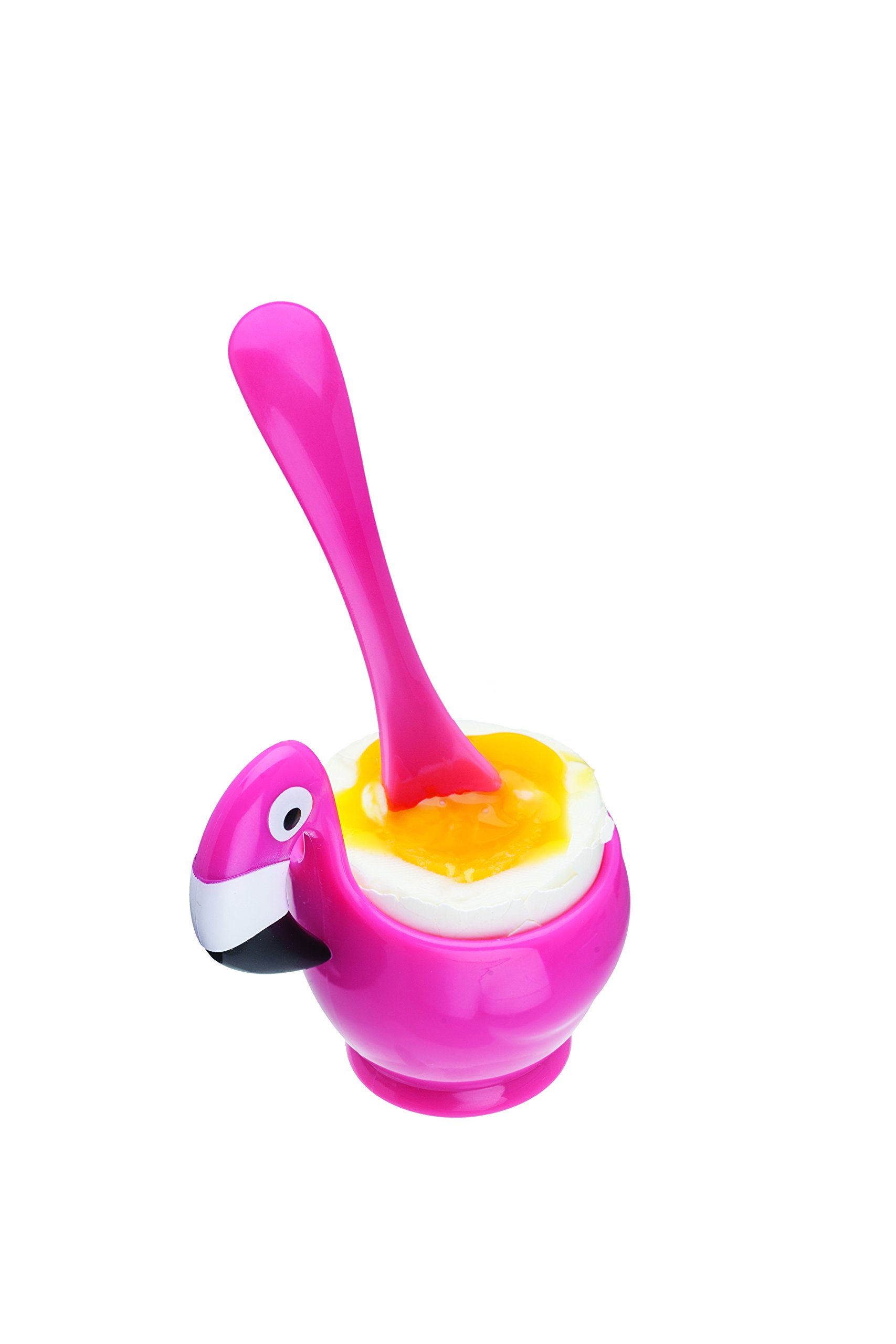 Joie Flamingo Egg Cup with Spoon – Pink BPA-Free Breakfast Set, 7 x 5 x 10 cm – Dishwasher Safe