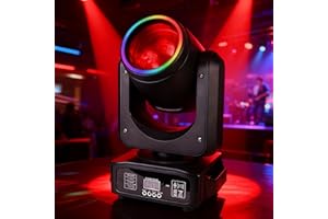 YUERLT 200W LED RGB Beam Moving Head Light with Ring Rainbow Effect 18 prisms DMX512 Control for DJ Disco Party Club bar Stag