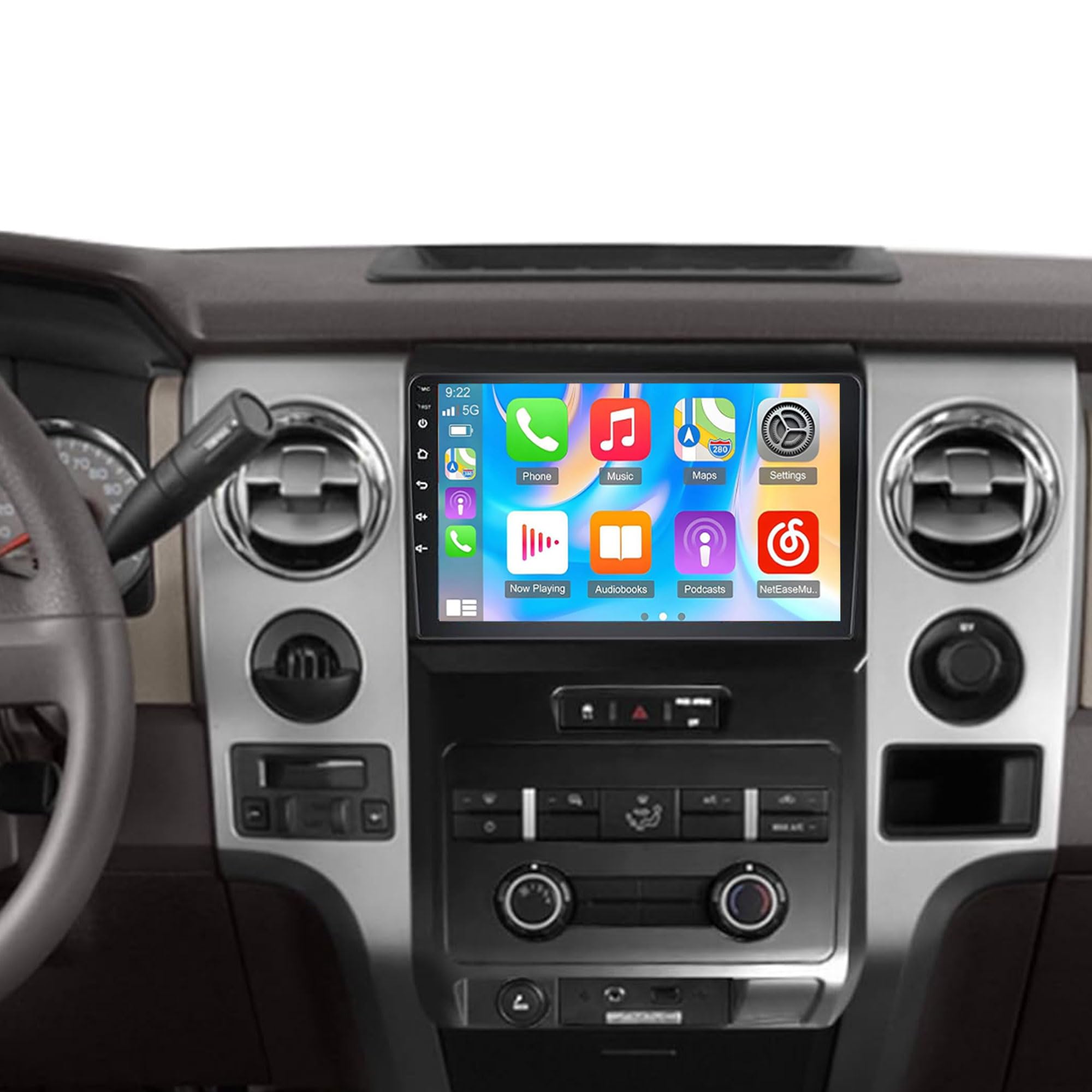 Photo 1 of (Only for Manual AC) [4+64G] Car Stereo w/Wireless Carplay & Android Auto for Ford F150 2009 2010 2011 2012 Android 13 9" Touchscreen Radio Upgrade w/AHD Camera, GPS Navigation, SWC, WiFi, FM