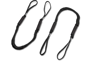 Bungee Dock Line 2-Pack - 4ft, Adjustable No-Jerk Boat & Kayak Ties, Premium Mooring Ropes, Essential Boat Accessories, Ideal Kayak Accessories, Includes Free Docking E-Book by Domabri (Black)