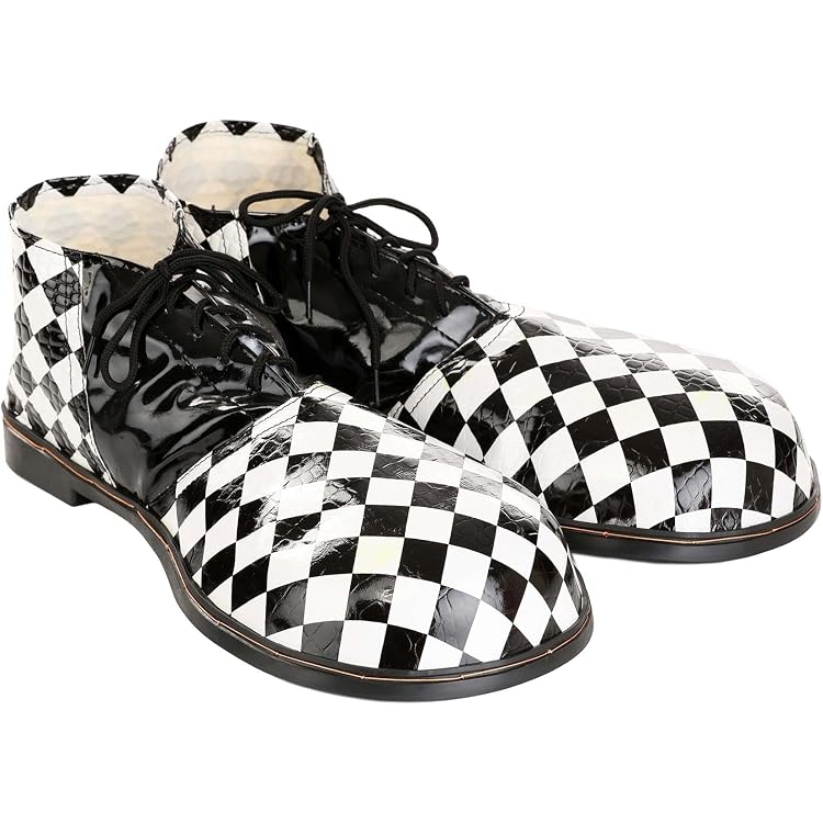 Men\'s 10.5 painted loafers genuine leather art clown polka dot check black white Clown Shoes Sillysoles 11 - Etsy main image 2