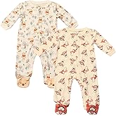 Magic Threadz Disney Clothes Baby Boys 2-Pack Quilted Footed Coveralls Mickey Mouse, Winnie the Pooh and Dumbo (0/3M-6/9M)