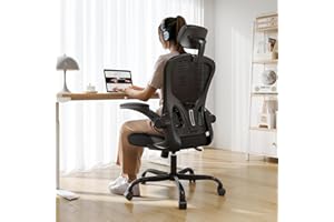 SYNORLA Office Chair Ergonomic Desk Chair, 330LBS Capacity, High Back Computer Chair for Long Hours Comfortable, Rolling Swivel Executive Task Chair for Home Office with Flip-up Armrests, Black