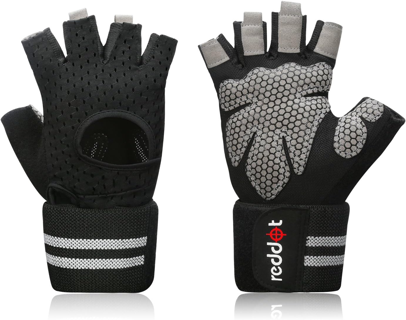 Reddot Workout Gloves - Ultralight Microfiber & Anti-Slip Silica Gel Grip Padded Gym Gloves with Wrist Wrap Support for Weightlifting, Fitness, Bodybuilding Men & Women (Pair)