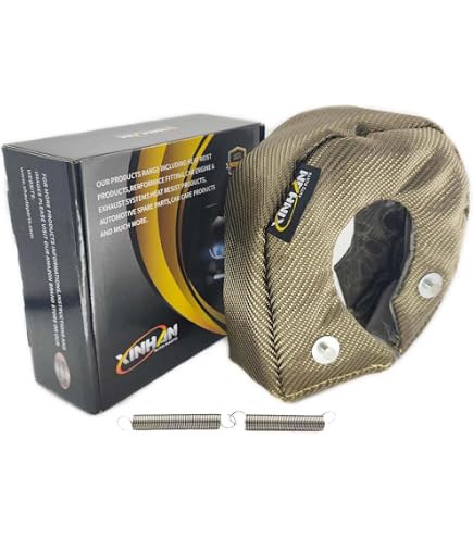 Xinhan T4 Turbo Shield Blanket - High Temp Fiberglass Heat Wrap With 2 Spring Fasteners (Blue, 8.5" X 8.5" X 4")