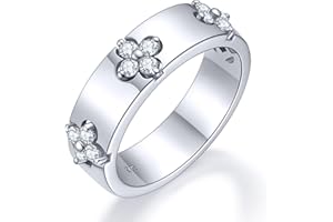 TIMELESSTAR Clover Moissanite Rings for Women Gifts,Premium Moissanite(D Color VVS1 Clarity 3EX Cut), 925 Sterling Silver 14K Gold Plated Non Tarnish