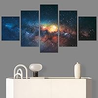 SIGNWIN 5 Panel Canvas Wall Art Aerial Astronomy & Space Expressive Global Moon Multicolor Photography Realism Warm for Home Decorations Ready to Hang - 60