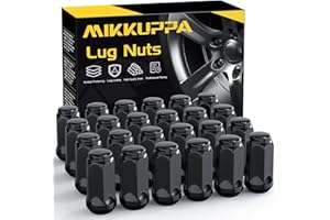 MIKKUPPA M14x1.5 Lug Nuts, Replacement for Chevy Silverado Suburban 1500 Tahoe Colorado Traverse, Ford F-150 Ram 1500 Aftermarket Wheel, 24pcs Black Closed End Bulge Acorn Tire Lug Nuts